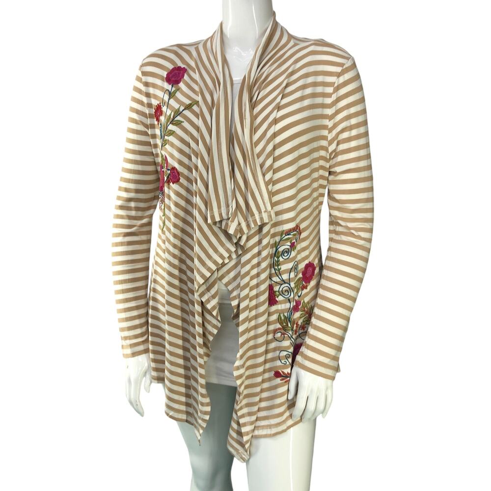 Soft Surroundings Women Size L Cardigan Sweater Long Sleeve Brown TINY FLAW